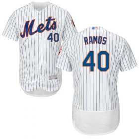 Wholesale Cheap Mets #40 Wilson Ramos White(Blue Strip) Flexbase Authentic Collection Stitched MLB Jersey