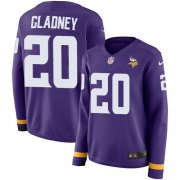 Wholesale Cheap Nike Vikings #20 Jeff Gladney Purple Team Color Women's Stitched NFL Limited Therma Long Sleeve Jersey