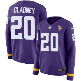 Wholesale Cheap Nike Vikings #20 Jeff Gladney Purple Team Color Women\'s Stitched NFL Limited Therma Long Sleeve Jersey