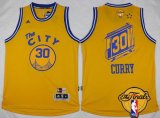 Wholesale Cheap Men's Golden State Warriors #30 Stephen Curry 2015-16 Retro Yellow 2016 The NBA Finals Patch Jersey