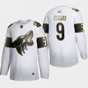 Wholesale Cheap Arizona Coyotes #9 Clayton Keller Men's Adidas White Golden Edition Limited Stitched NHL Jersey