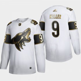 Wholesale Cheap Arizona Coyotes #9 Clayton Keller Men\'s Adidas White Golden Edition Limited Stitched NHL Jersey