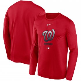 Wholesale Cheap Men\'s Washington Nationals Nike Red Authentic Collection Legend Performance Long Sleeve T-Shirt