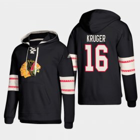 Wholesale Cheap Chicago Blackhawks #16 Marcus Kruger Black adidas Lace-Up Pullover Hoodie