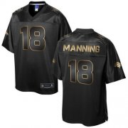 Wholesale Cheap Nike Broncos #18 Peyton Manning Pro Line Black Gold Collection Men's Stitched NFL Game Jersey