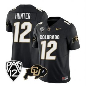 Cheap Men\'s Colorado Buffaloes #12 Travis Hunter Black Football Jersey