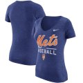 Wholesale Cheap New York Mets Nike Women's Practice 1.7 Tri-Blend V-Neck T-Shirt Heathered Royal