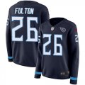 Wholesale Cheap Nike Titans #26 Kristian Fulton Navy Blue Team Color Women's Stitched NFL Limited Therma Long Sleeve Jersey