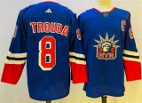 Wholesale Cheap Men's New York Rangers #8 Jacob Trouba Blue 2022-23 Reverse Retro Stitched Jersey