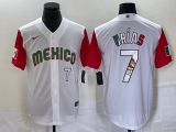 Wholesale Cheap Men's Mexico Baseball #7 Julio Urias Number 2023 White Red World Classic Stitched Jersey9