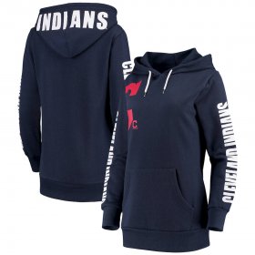 Wholesale Cheap Cleveland Indians G-III 4Her by Carl Banks Women\'s 12th Inning Pullover Hoodie Navy