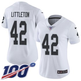 Wholesale Cheap Nike Raiders #42 Cory Littleton White Women\'s Stitched NFL 100th Season Vapor Untouchable Limited Jersey