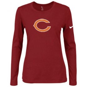 Wholesale Cheap Women\'s Nike Chicago Bears Of The City Long Sleeve Tri-Blend NFL T-Shirt Red