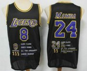 Wholesale Cheap Men's Los Angeles Lakers #8#24 Kobe Bryant Mamba Black Honor Swingman Jersey