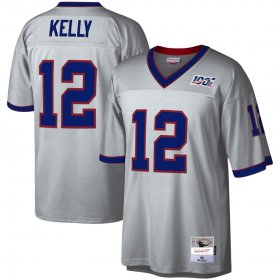 Wholesale Cheap Buffalo Bills #12 Jim Kelly Mitchell & Ness NFL 100 Retired Player Platinum Jersey