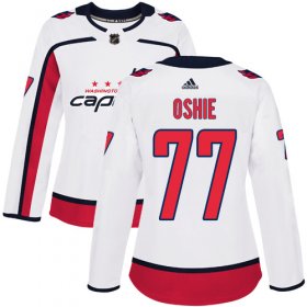 Wholesale Cheap Adidas Capitals #77 T.J. Oshie White Road Authentic Women\'s Stitched NHL Jersey