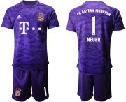 Wholesale Cheap Bayern Munchen #1 Neuer Purple Goalkeeper Soccer Club Jersey