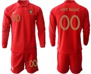 Wholesale Cheap Men 2021 European Cup Portugal home red Long sleeve customized Soccer Jersey