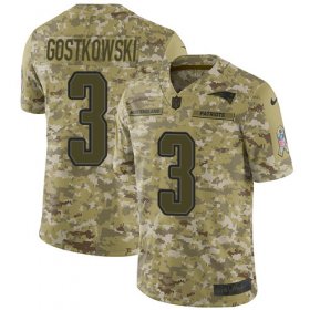 Wholesale Cheap Nike Patriots #3 Stephen Gostkowski Camo Men\'s Stitched NFL Limited 2018 Salute To Service Jersey