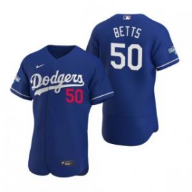 Wholesale Cheap Los Angeles Dodgers #50 Mookie Betts Royal 2020 World Series Champions Jersey