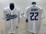 Wholesale Cheap Men's Tennessee Titans #22 Derrick Henry White With Patch Cool Base Stitched Baseball Jersey