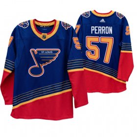 Wholesale Cheap St. Louis Blues #57 David Perron 90s Vintage 2019-20 Authentic Royal NHL Jersey