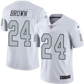 Wholesale Cheap Nike Raiders #24 Willie Brown White Men\'s Stitched NFL Limited Rush Jersey