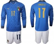 Wholesale Cheap Men 2021 European Cup Italy home Long sleeve 17 soccer jerseys