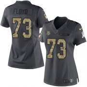 Wholesale Cheap Nike Vikings #73 Sharrif Floyd Black Women's Stitched NFL Limited 2016 Salute To Service Jersey