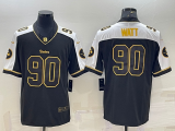 Wholesale Cheap Men's Pittsburgh Steelers #90 TJ Watt Black Gold Thanksgiving Vapor Untouchable Limited Stitched Jersey