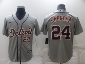 Wholesale Cheap Men\'s Detroit Tigers #24 Miguel Cabrera Grey Stitched Cool Base Nike Jersey