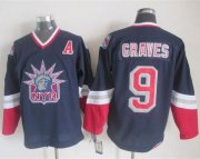 Wholesale Cheap Rangers #9 Adam Graves Navy Blue CCM Statue Of Liberty Stitched NHL Jersey