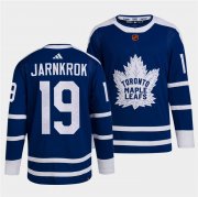 Wholesale Cheap Men's Toronto Maple Leafs Black #19 Calle Jarnkrok Blue 2022 Reverse Retro Stitched Jersey