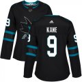 Wholesale Cheap Adidas Sharks #9 Evander Kane Black Alternate Authentic Women's Stitched NHL Jersey