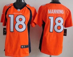Wholesale Cheap Nike Broncos #18 Peyton Manning Orange Team Color Women\'s Stitched NFL New Elite Jersey
