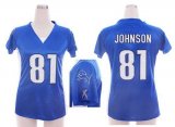 Wholesale Cheap Nike Lions #81 Calvin Johnson Light Blue Team Color Draft Him Name & Number Top Women's Stitched NFL Elite Jersey