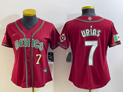 Cheap Women's Mexico Baseball #7 Julio Urias Number 2023 Red World Baseball Classic Stitched Jersey1
