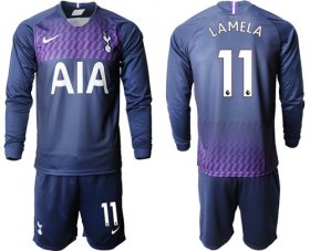 Wholesale Cheap Tottenham Hotspur #11 Lamela Away Long Sleeves Soccer Club Jersey
