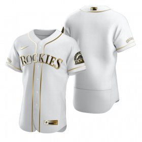 Wholesale Cheap Colorado Rockies Blank White Nike Men\'s Authentic Golden Edition MLB Jersey
