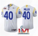 Wholesale Cheap Men's Los Angeles Rams #40 Von Miller 2022 White Super Bowl LVI Vapor Limited Stitched Jersey
