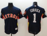 Wholesale Cheap Astros #1 Carlos Correa Navy Blue 2018 Spring Training Authentic Flex Base Stitched MLB Jersey