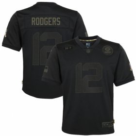 Cheap Green Bay Packers #12 Aaron Rodgers Nike Youth 2020 Salute to Service Game Jersey Black