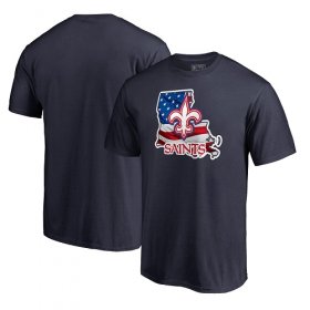 Wholesale Cheap Men\'s New Orleans Saints NFL Pro Line by Fanatics Branded Navy Banner State T-Shirt