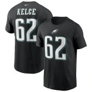 Wholesale Cheap Philadelphia Eagles #62 Jason Kelce Nike Team Player Name & Number T-Shirt Black