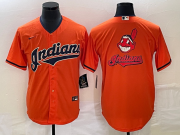 Wholesale Cheap Men's Cleveland Guardians Orange Team Big Logo Cool Base Stitched Jersey