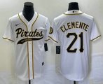 Wholesale Cheap Men's Pittsburgh Pirates #21 Roberto Clemente White Cool Base Stitched Baseball Jersey