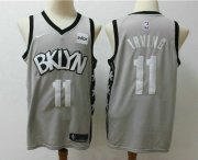 Wholesale Cheap Men's Brooklyn Nets #11 Kyrie Irving Gray 2019 NEW Nike Swingman Stitched NBA Jersey With The Sponsor Logo