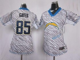 Wholesale Cheap Nike Chargers #85 Antonio Gates Zebra Women\'s Stitched NFL Elite Jersey