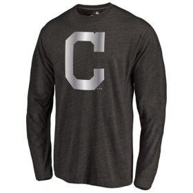 Wholesale Cheap Cleveland Indians Platinum Collection Long Sleeve Tri-Blend T-Shirt Black