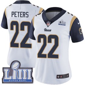 Wholesale Cheap Nike Rams #22 Marcus Peters White Super Bowl LIII Bound Women\'s Stitched NFL Vapor Untouchable Limited Jersey
